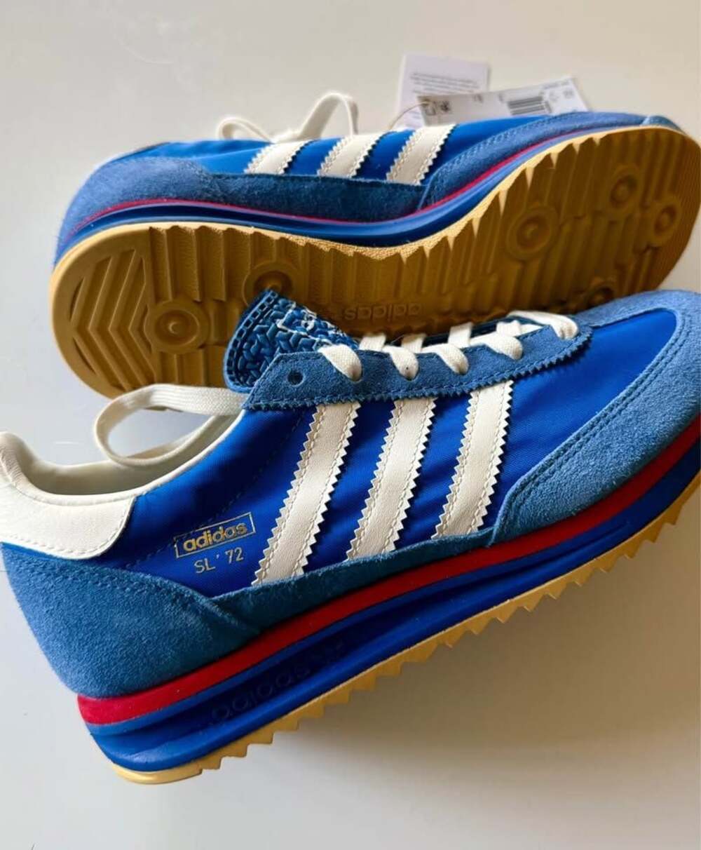 New adidas Originals SL 72 RS US W6. "Blue/Core White/Better Scarlet"